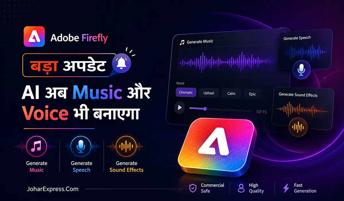 Adobe Firefly, Adobe Firefly, Adobe Firefly AI, AI Audio Generation, AI Music Generator, AI Voice Generator, Google Gemini Omni Flash, AI Video Generator, Adobe AI, AI Sound Effects, Johar Express, Johar Express News, ajaynaagwanshi, Ajay Naagwanshi