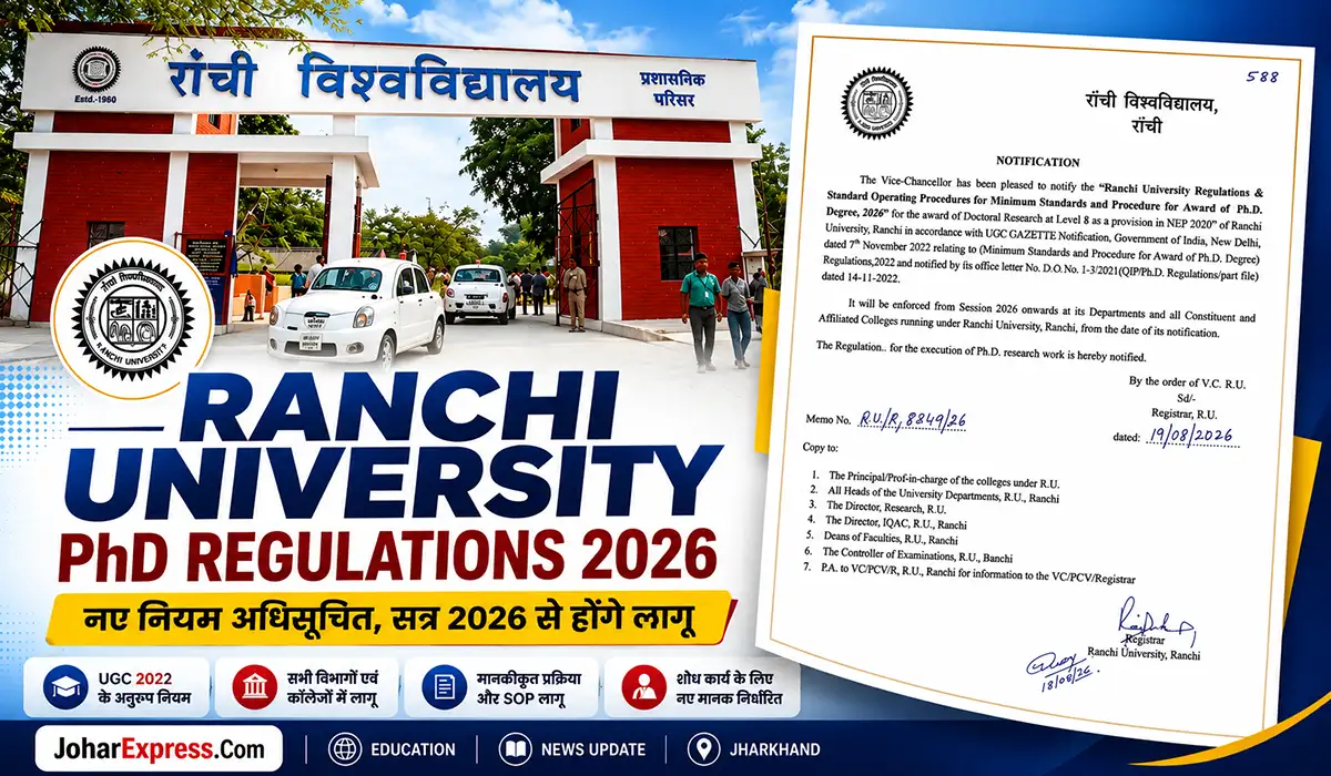 Ranchi University PhD Regulations 2026 new rules, Ranchi University PhD Regulations 2026,