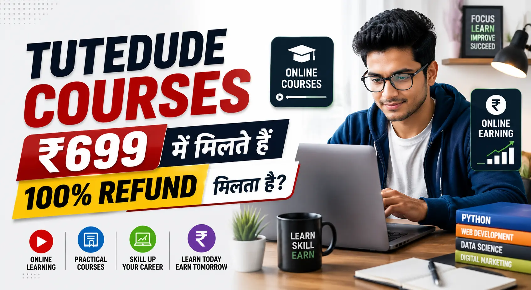 Tutedude Courses ₹699 और 100% Refund की जानकारी